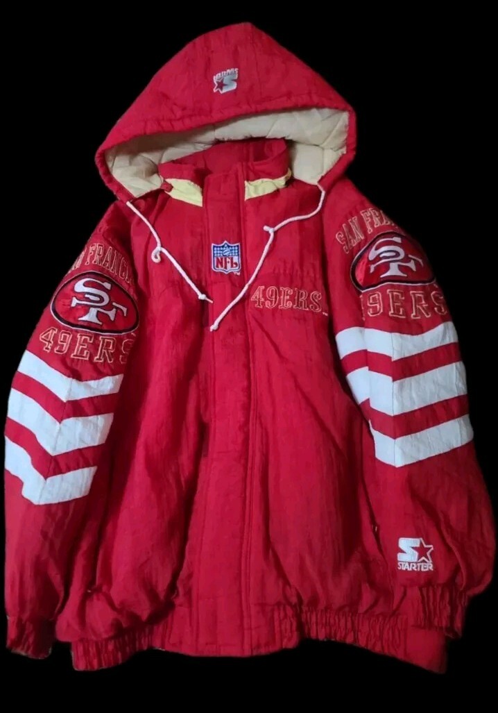 Vintage 90s NFL 49ers Starter Jacket Mens Medium Hooded