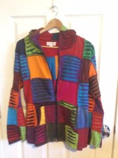 Made In Nepal Patchwork Hooded Jacket Womens Xl