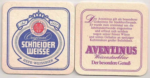 Schneider Weisse - old beer mat "AVENTINUS - the special pleasure"
