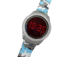 x Orologio Polso Touch Led Watch Orario Rosso Fashion Moda Camouflage Azzu lac