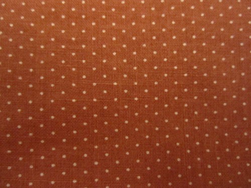 Cotton Fabric White Micro Polka-Dots American Brown BTY x 44