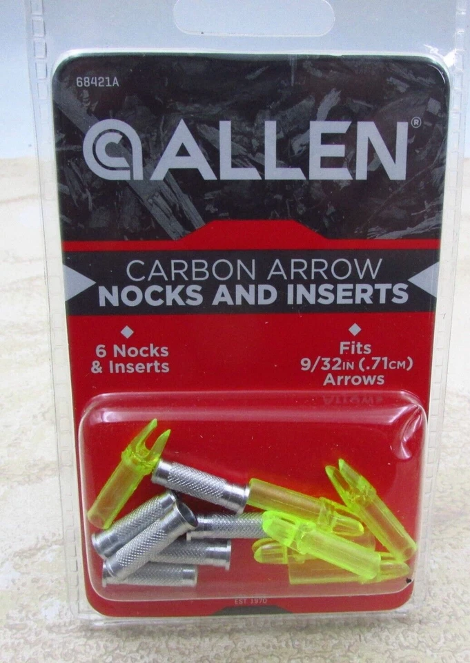 6 Packs ALLEN Carbon Arrow Nocks & Inserts For 9/32" Arrows Total 72 Pieces - Image 2 of 4