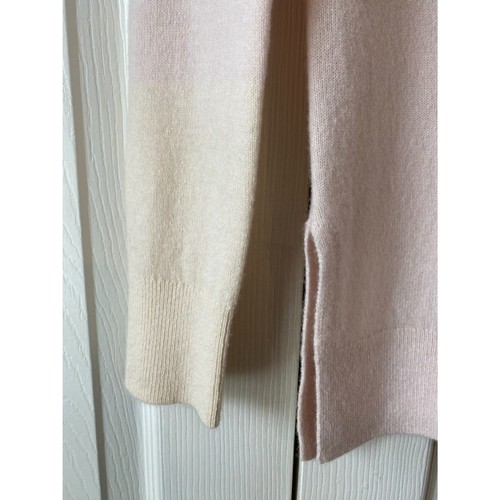 Club Monaco Cashmere Womens Sweater XS Color Block Cuff Peachy and Cream - Picture 5 of 12