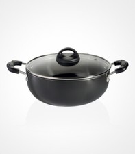 Premier Hard Anodized Trendy Black Deep Kadai With Glass Lid