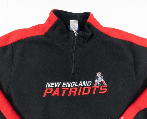 Vintage New England Patriots Sweater Mens Large Black Fleece 1/4 Zip NFL Y2K - Picture 2 of 12