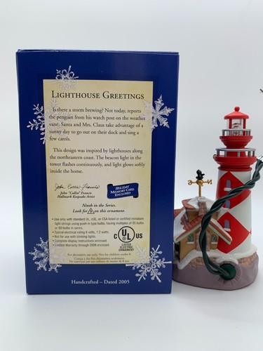Hallmark Keepsake Lighthouse Greetings # 9 2005 Ornament Magic Light Gently Used - Picture 2 of 6