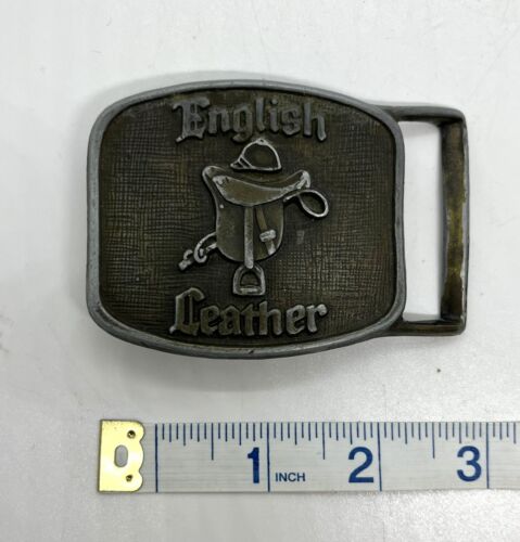 Vintage Original English Leather Belt Buckle w/ English Saddle - Picture 3 of 3