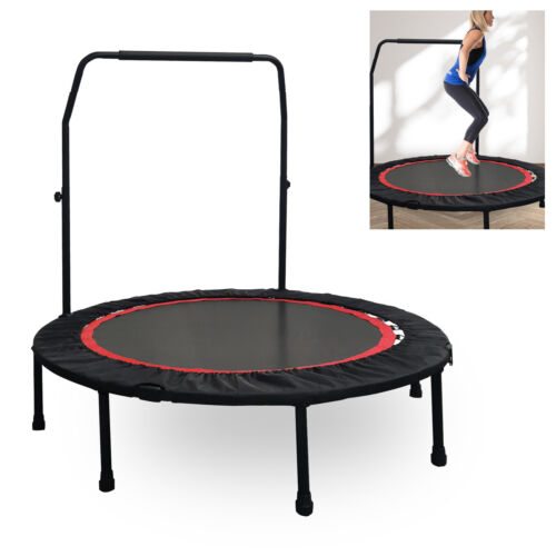 48" Fitness Foldable Mini Exercise Trampoline Rebounder with Handle Bar