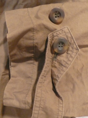 LIZSPORT PETITES Women's Khaki Green Faux Leather Collar Duster Coat Sz P - Picture 11 of 12