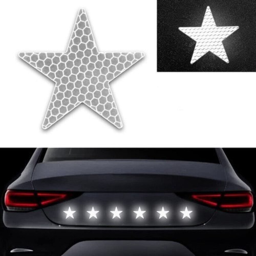 6 Reflective STAR Safety Stickers Decals for Car Truck Bike Helmet - Glossy - Picture 9 of 13