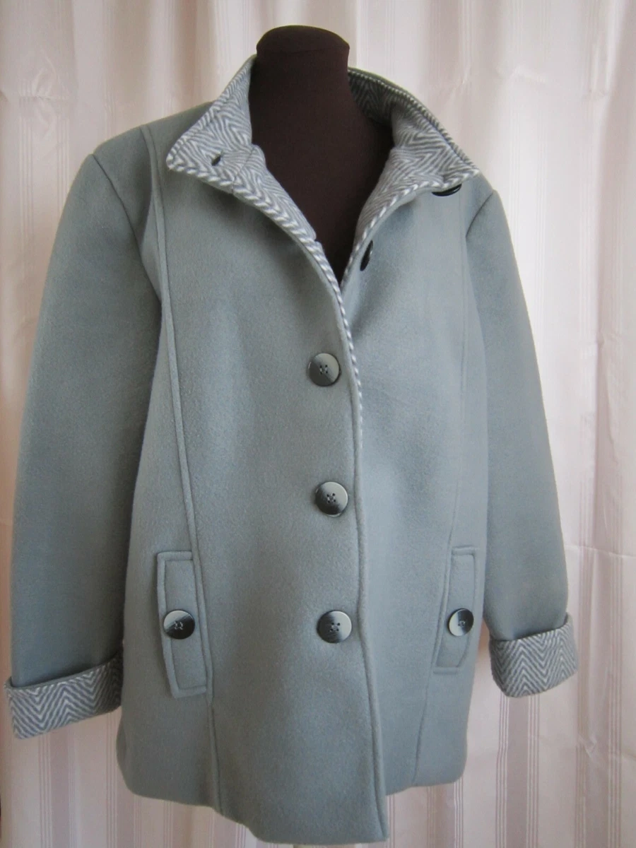ladies duck egg blue jacket. size L. button front. contrast cuffs