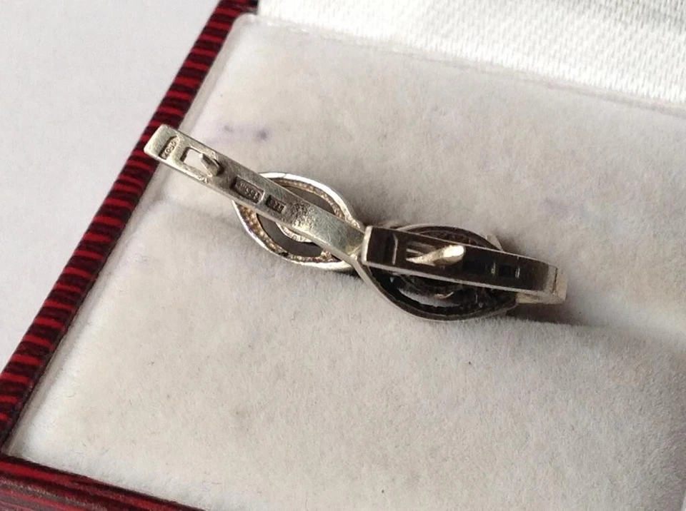 Coppia orecchini vintage URSS oro argento sterling 925 pietra gioielli donna 3,3 - Immagine 2 di 4