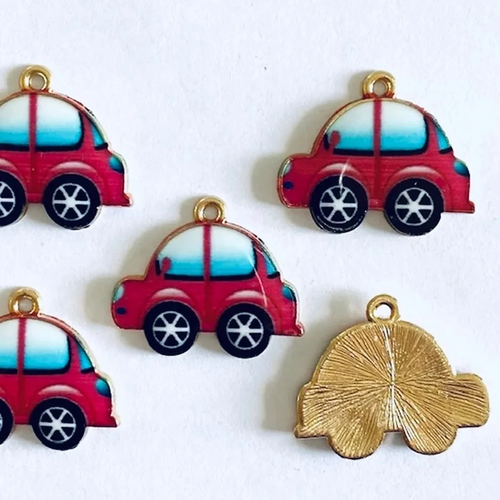 1pc Red Enamel and Gold Metal Bug Car Charms #9629 - Priced per Charm - 第 4/4 張圖片