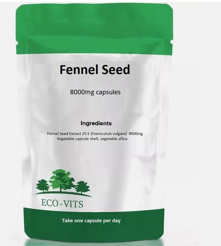 Cápsulas de semillas de hinojo 8000 mg - Salud digestiva y apoyo natural de desintoxicación