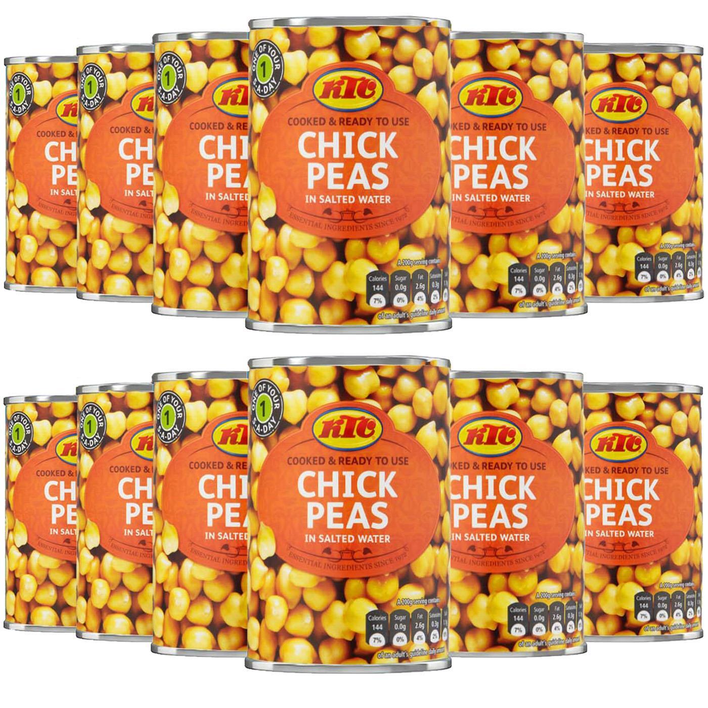 KTC Chick Peas in Salted Water Cooked Chickpea Tin Can Ready to Use Pack 12x400g
