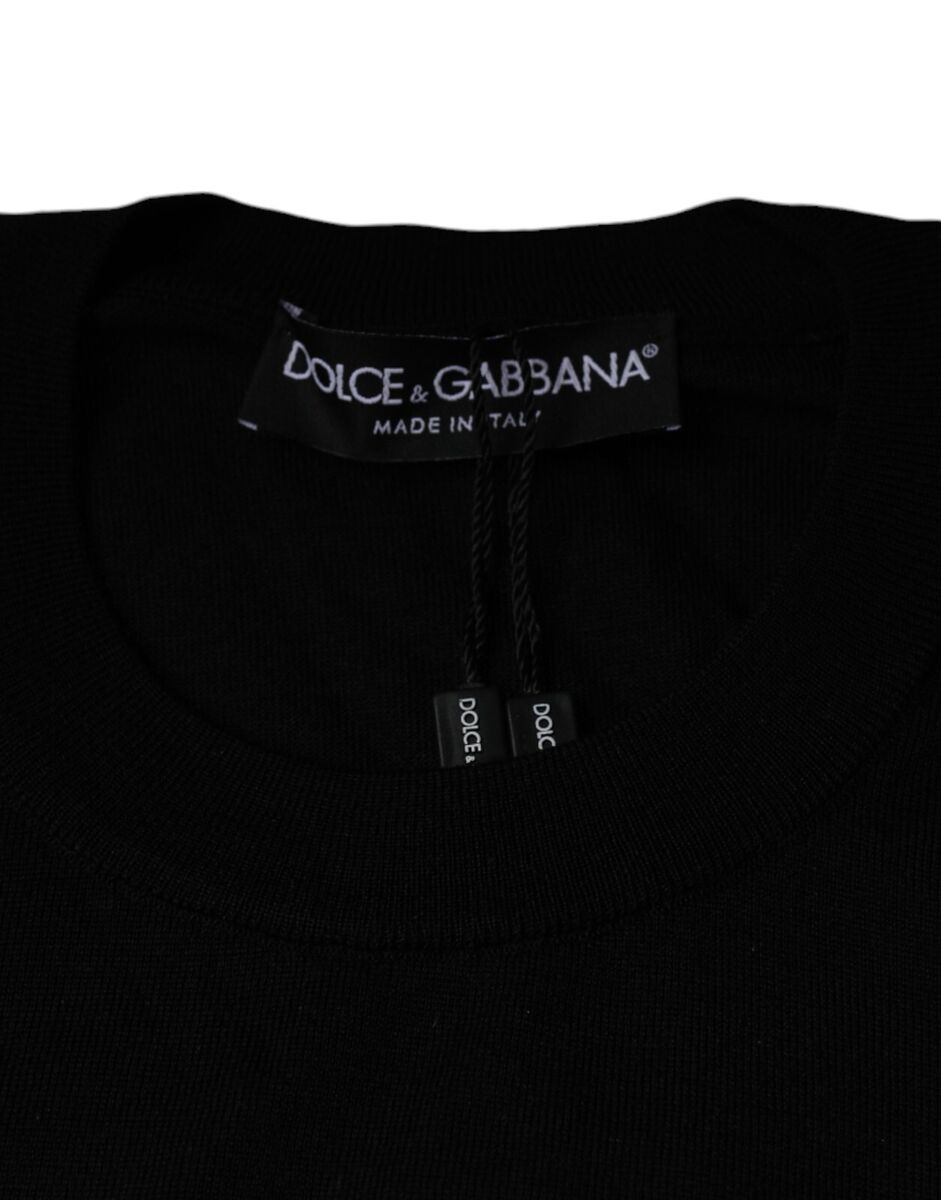 DOLCE & GABBANA Sweater Black Crown Heart Crew Neck Pullover DOLCE & GABBANA Sweater Black Crown Heart Crew Neck Pullover