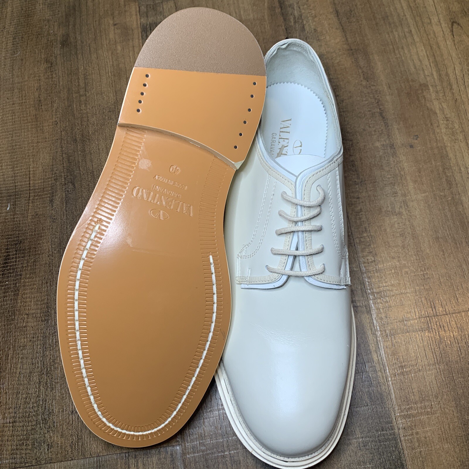 VALENTINO GARAVANI Classic Leather Formal Shoes Derby Rockstud Mens Size 40 US 7