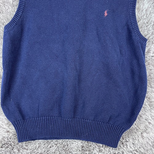 De Colección Polo Ralph Lauren Suéter Chaleco Hombres Grande Golf Azul Cuello en V Poni Algodón - Imagen 3 de 7