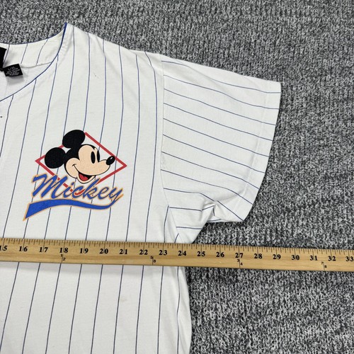 VINTAGE Mickey Mouse Shirt Mens Large XL White Disney Baseball Jersey Y2K 90s - Picture 8 of 12