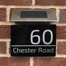 Personalised Floating House Number Sign Plaques Address Sign with Solar Light