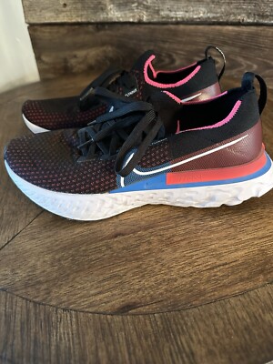 Nike React Infinity Run FK Flyknit (Size 9.5) Black White Red Blue CD4371-005