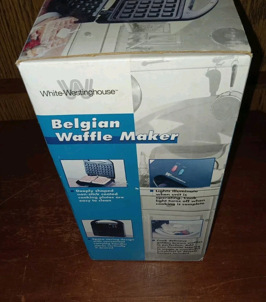 White-Westinghouse Belgian Waffle Maker Non-Stick Plates w/Recipes *Open Box - Image 3 of 4