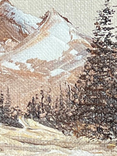 Vintage amerikanische Kunst Ölgemälde Landschaft Künstler signiert Logdson Mountains - Bild 4 von 12