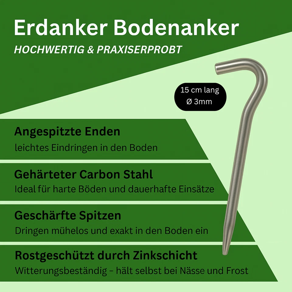 Erdnägel Erdanker Bodenanker Zeltheringe Stahl 10-1000 Stk verzinkt extra stark - Bild 4 von 4