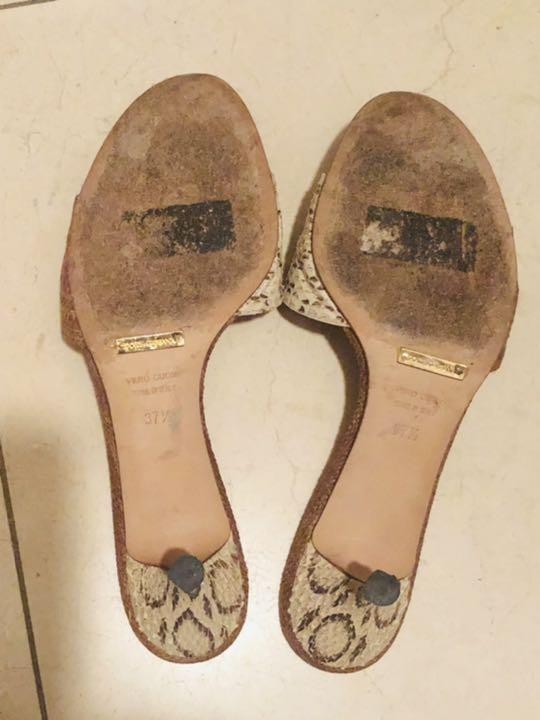 DOLCE&GABBANA Python Pattern Gold Sandals Mules L… - image 8