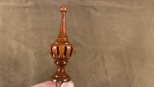 Antique Turned Wood Clock Finial w/ Original Patina Furniture Cabinet Mirror - Picture 6 of 11