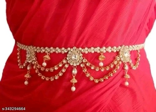 Golden Kamarband Beautiful Indian Gold Vaddanam Hip Belt Kamarband Waist Belt - Picture 2 of 2