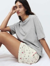 Marks & Spencer Womens Grey Mix Cotton Short set Short sleeved Pyjamas - M&S