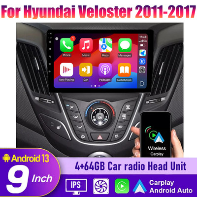 9''Wireless Carplay & Android Auto Stereo CarRadio For Hyundai Veloster 2011-2017