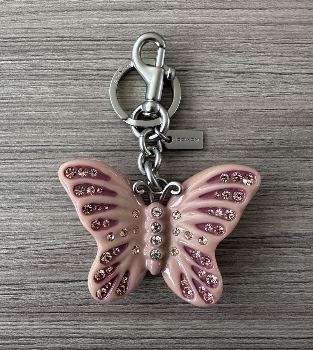 Y2K◎Coach Signature butterfly key Charm NWT Coach Butterfly Bag Charm Keychain Key Fob CCD44 Silver