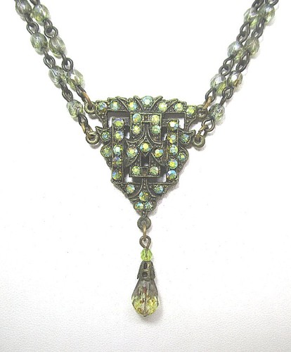 Czech Glass 2 Strand Pendant Necklace 17 1/2” end to end pendant: 2” - Picture 3 of 4