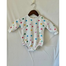 Tucker + Tate Baby Girls 9M White Fleece Heart Print Long Sleeve Bodysuit