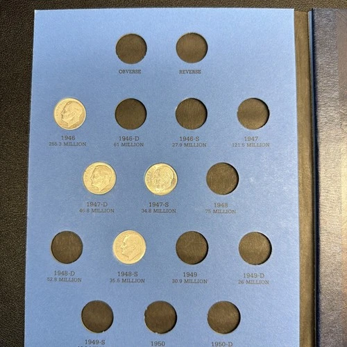 Lot of 10 Roosevelt Dimes in a Brand-New Whitman Folder