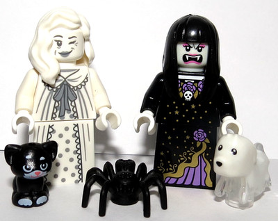 Lego Ghost Lady Minifigur & Vampir Braut Hexe schwarze Katze Geist Hund Spinne