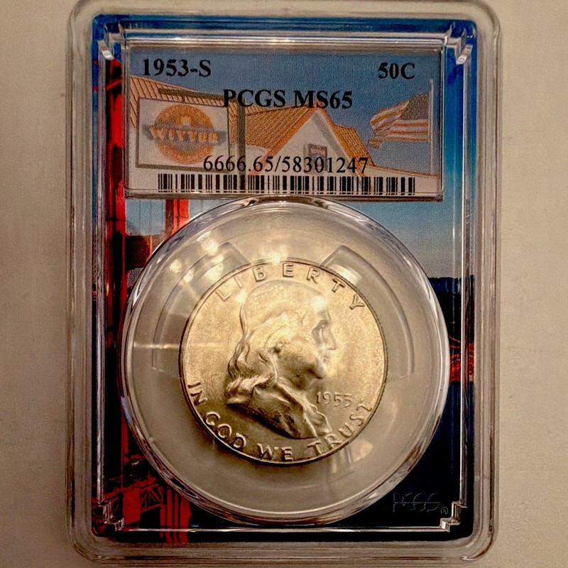 1953-S Franklin Half Dollar 50C PCGS MS65 Business Strike KM#199 0.9 Fine