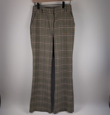 Topshop Women US 4 UK 8 Wide Leg Trousers Plaid Pants High Rise Side Split Hem