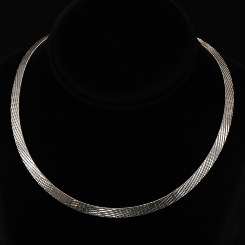 Sterling Silver - 6mm Fluted Omega Chain Link 16" Necklace - 29.5g