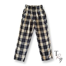H M Kids Navy Blue Plaid Pull-On Pajama PJ Cozy Pants Big Boys Size 8
