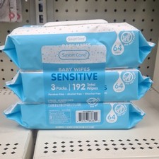 Smart Care Sensitive Baby Wipes 3 Packs 192 Wipes Paraben Alcohol Chlorine Free