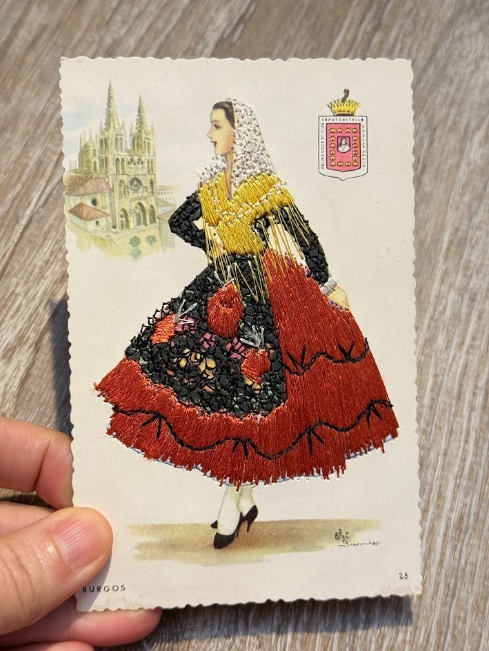 Disfraz Étnico Tradicional Madrid España Bordado De Colección Postal I68