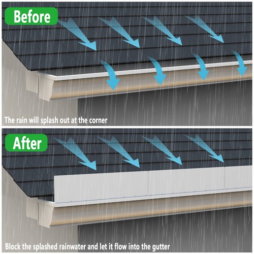 4 Pcs Gutter Valley Splash Guard,Straight Rain Diverter Roofing Gutter Guards... - Picture 3 of 7