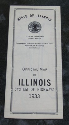 1933 H.M. Gousha Company State Of Illinois Official Highways Map World's Fair