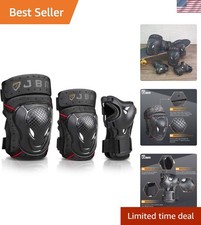 Durable Kids Bike Knee Elbow Pads Set with Wrist Guards - Ideal for 3-8