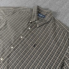Vintage Ralph Lauren Blake Shirt Mens XXL Brown Plaid Button Down Hong Kong SS