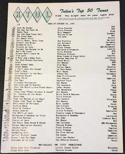KTUL Tulsa 1430 Top 50 Tunes Survey 10/56 No. 1 Elvis Presley