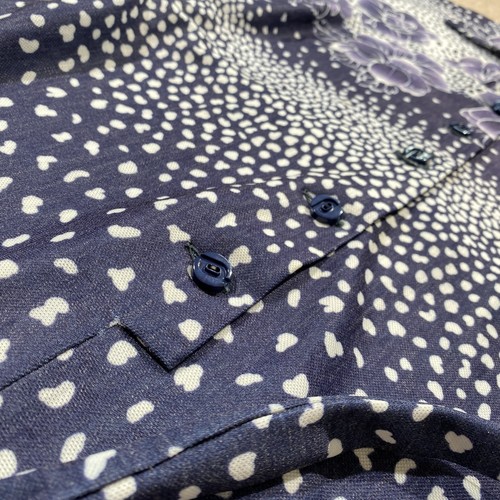 Vintage 70s Mini Dress Womens Size 6 UK Blue Floral Polyester 1960s Mod France - Picture 3 of 12
